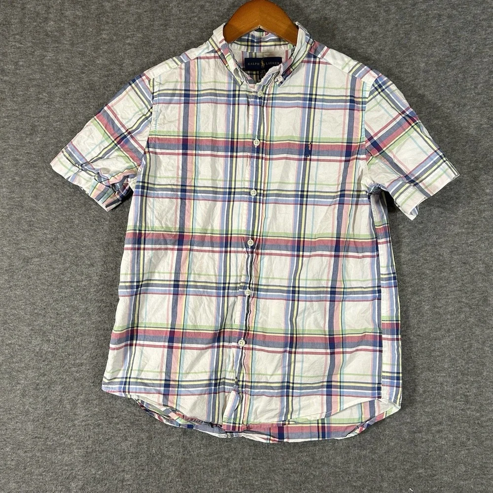 Ralph Lauren Boys L (14-16) Button‎ Down Shirt Multi Plaid Cotton
